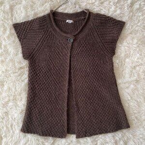 Ensue Short Sleeve Knit Cardigan M Brown Layered Outerwear
